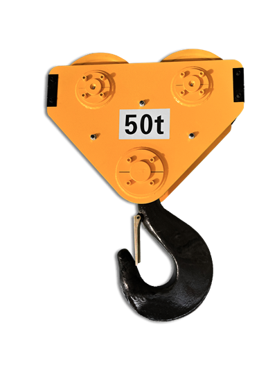 Blok Kait Pengangkat Derek Gantry Standar Eropa 50 Ton Dengan Kait Pengaman